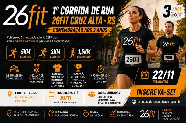 1º CORRIDA DE RUA 26FIT CRUZ ALTA - RS logo