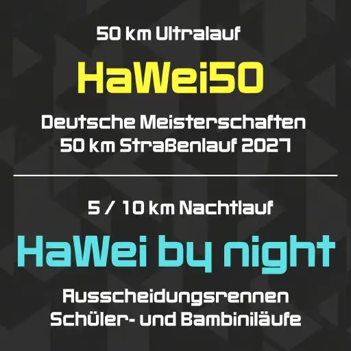 6. Ultralauf HaWei50 / Deutsche Meisterschaften 2027 / 6. Nachtlauf HaWei by night logo