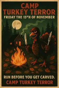 Camp Turkey Terror: After Dark- Friday the 13th  Turkey Trot: 5K. 10K. Half Marathon logo