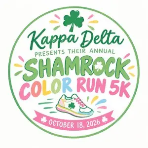 Kappa Delta Shamrock Color Run 5k logo