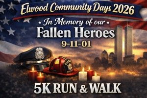 Elwood Community Days 5k Run & Walk 2026, In Memory Of Our Fallen Heroes Logo
