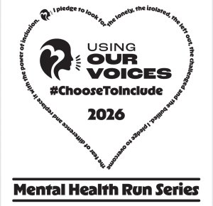 "Using our Voices" Mental Health Run- Patchogue-Medford Logo