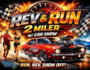 Rev & Run 2 Miler with Car Show Logo