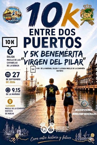10K Entre Dos Puertos y 5K Benemérita Virgen del Pilar Logo