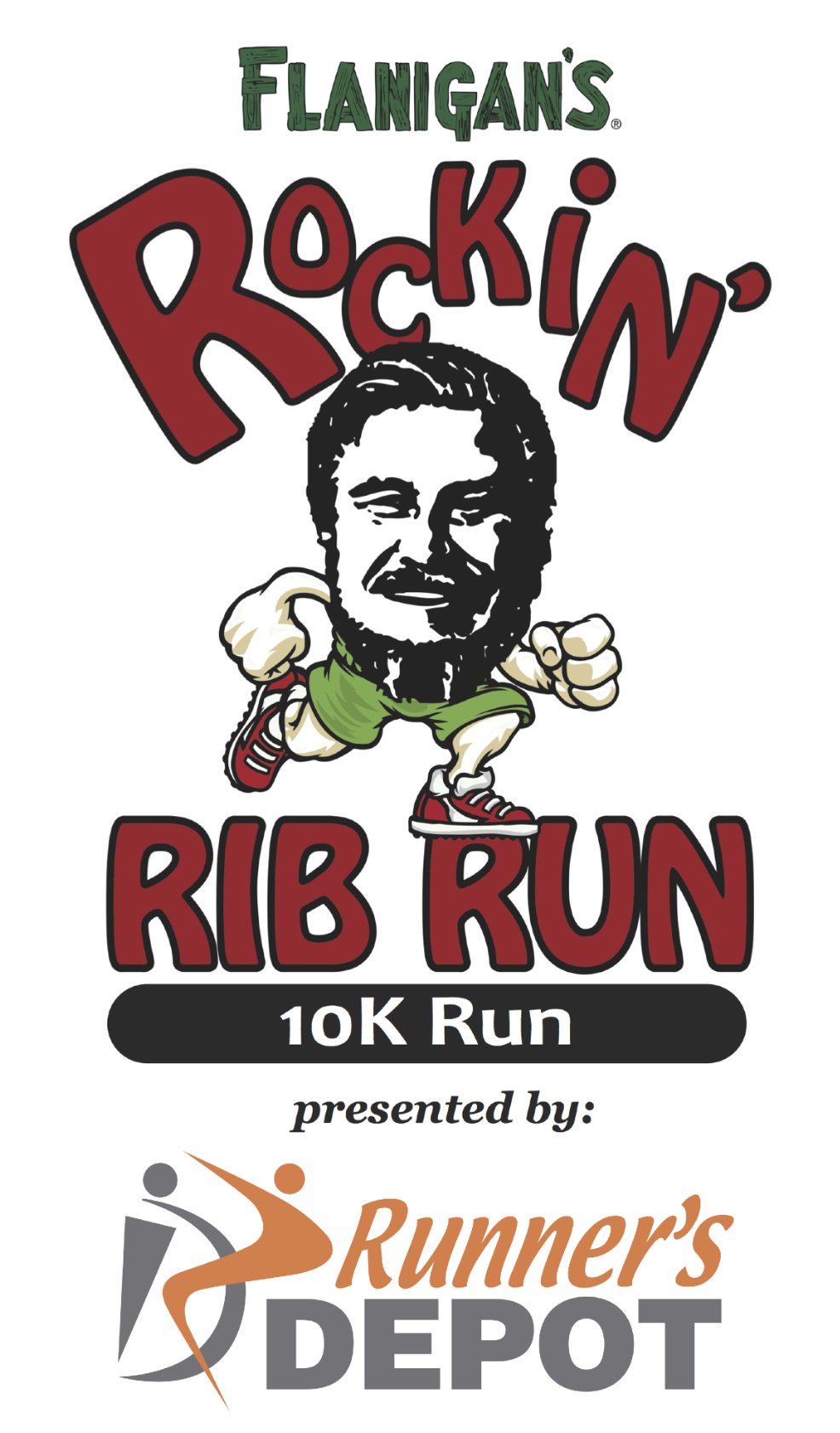 13th Annual Flanigan's Rockin' Rib Run 10K presented by Runner's Depot Logo