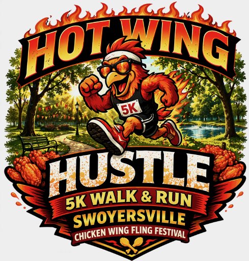2026 Hot Wing Hustle 5K Logo