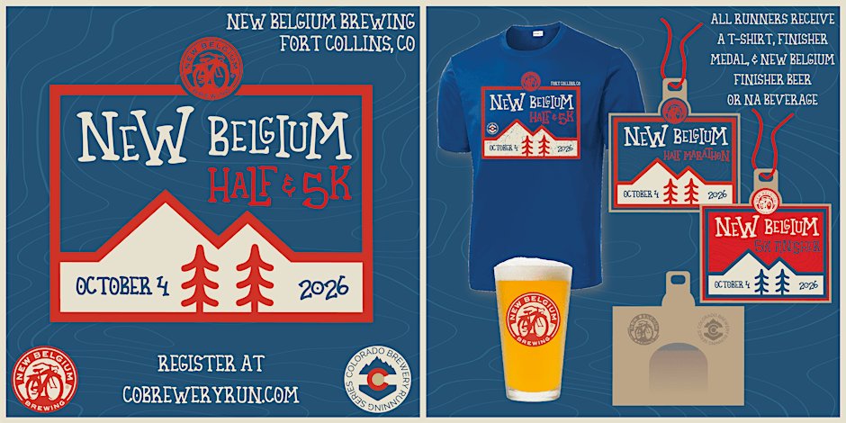 2026 New Belgium Half Marathon & 5k | Fort Collins Logo