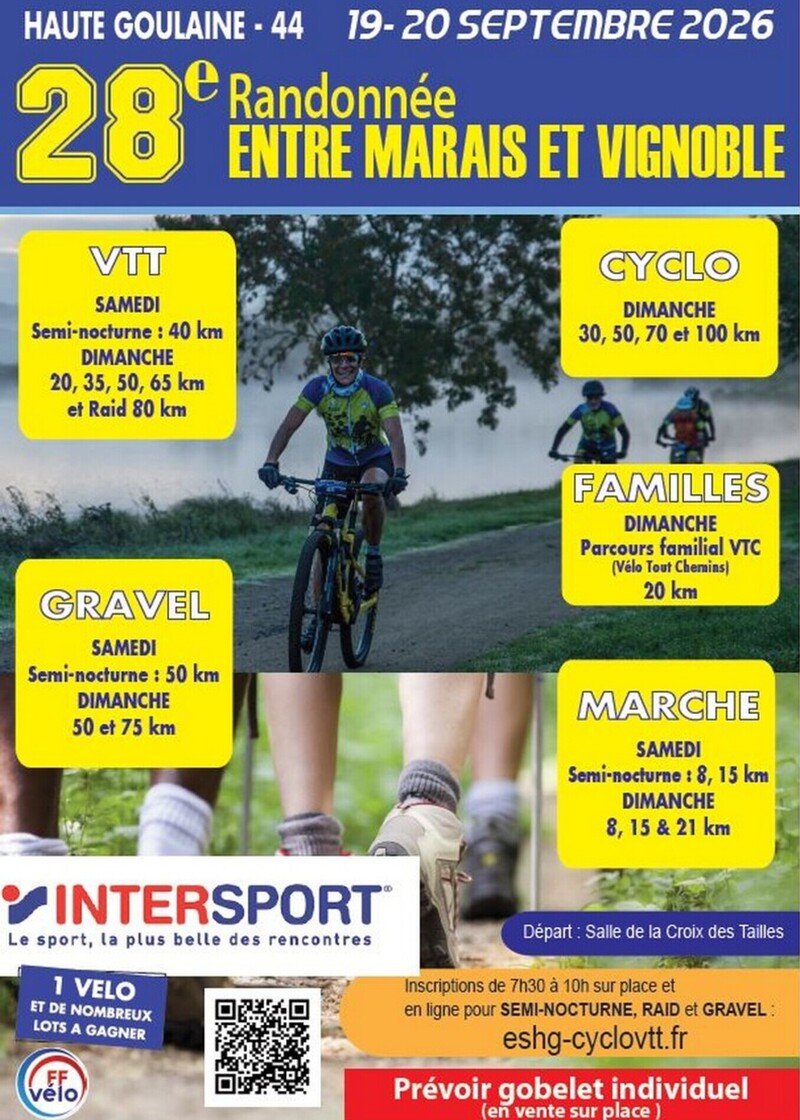 28ème RANDONNÉE "Entre marais et vignoble" HAUTE-GOULAINE 2026