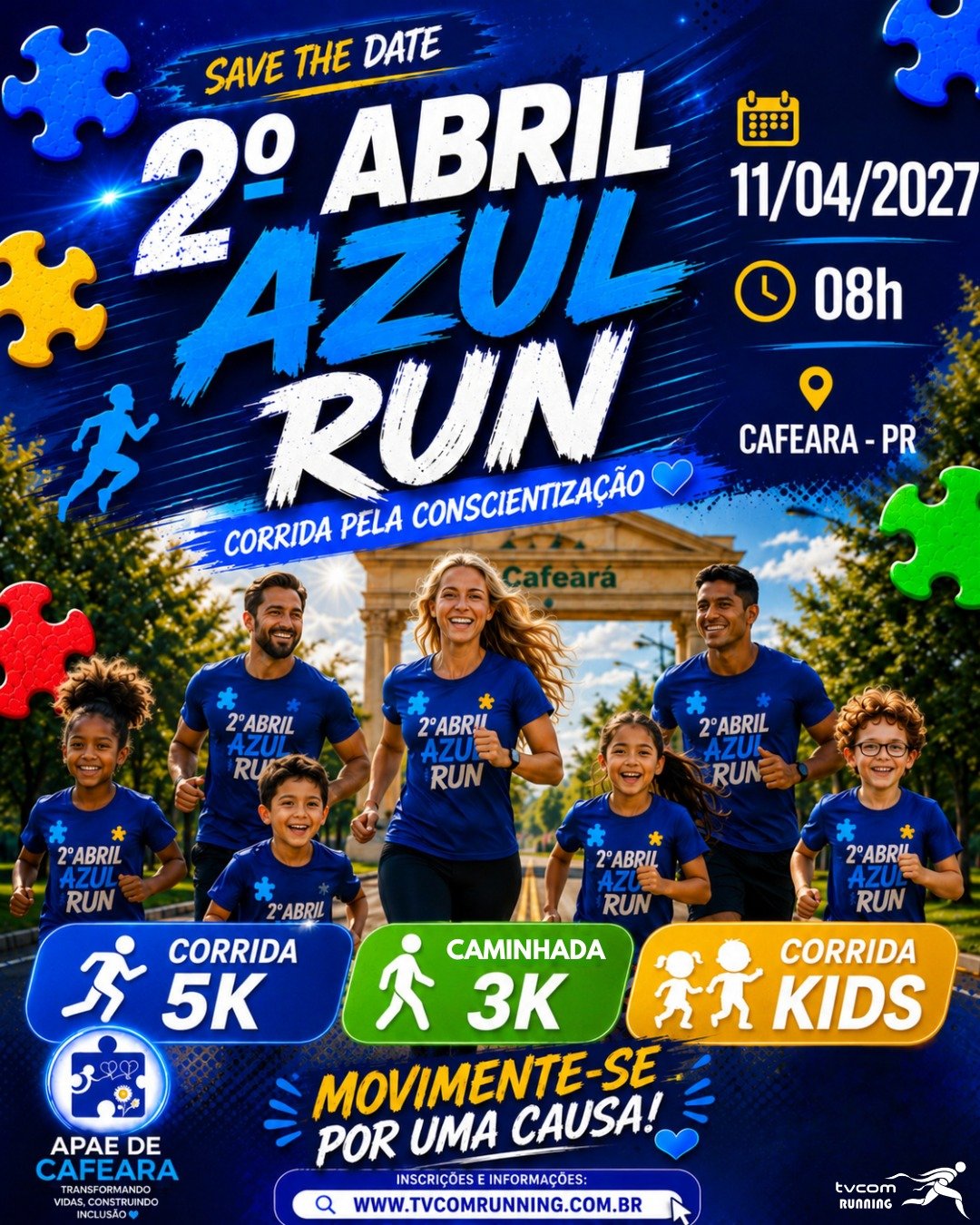 2º ABRIL AZUL RUN 5K CAFEARA PR Logo
