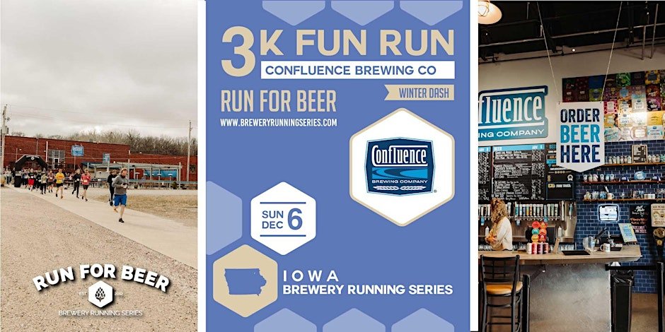 3k Beer Run x Confluence Brewing| 2026 IA Brewery Running Series Logo