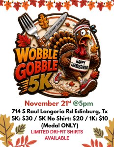 3rd Annual Wobble Gobble 5k Logo