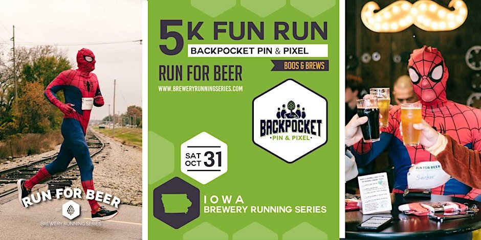 5k Beer Run x Backpocket Pin & Pixel | 2026 IA Brewery Running Series Logo