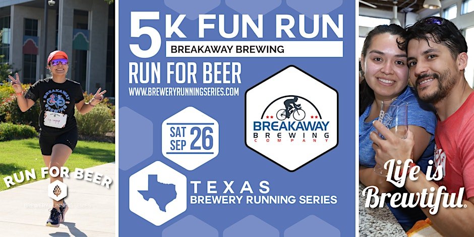 5k Beer Run x Breakaway Brewing | Texas Brewery Running Series Logo