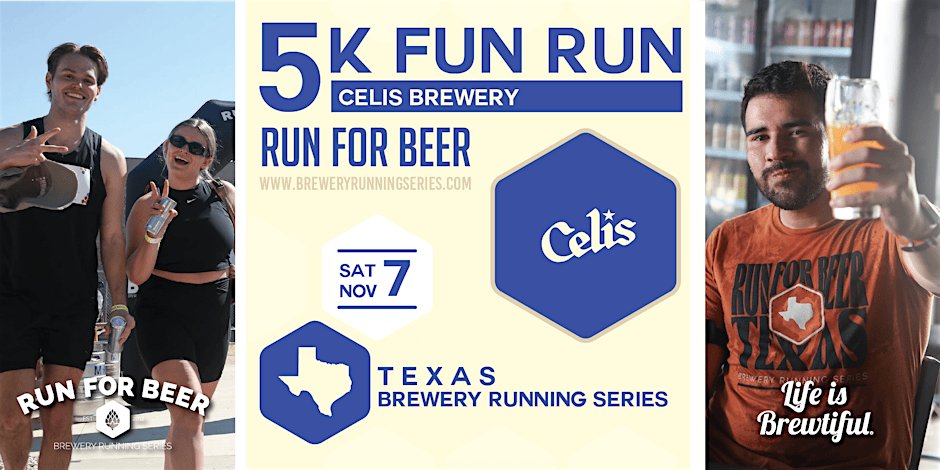 5k Beer Run x Celis Brewery | TX Brewery Running Series Logo