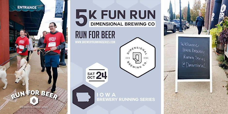 5k Beer Run x Dimensional Brewing| 2026 IA Brewery Running Series Logo