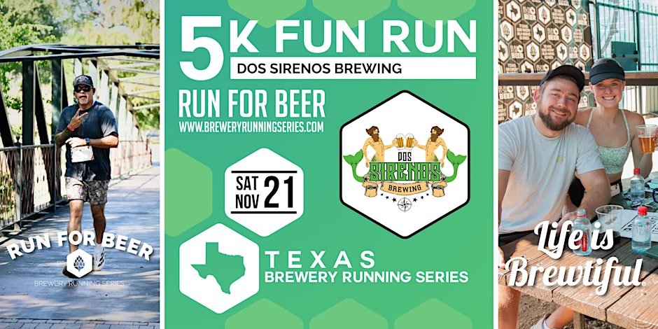 5k Beer Run x Dos Sirenos Brewing |Texas Brewery Running Series Logo