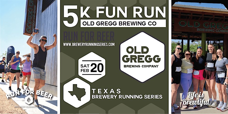 5k Beer Run x Old Gregg | TX Brewery Running Series Logo