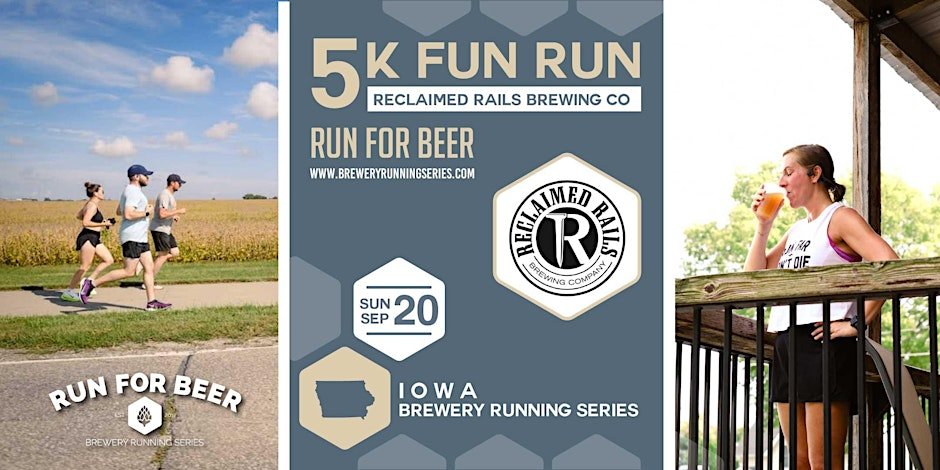 5k Beer Run x Reclaimed Rails| 2026 IA Brewery Running Series Logo