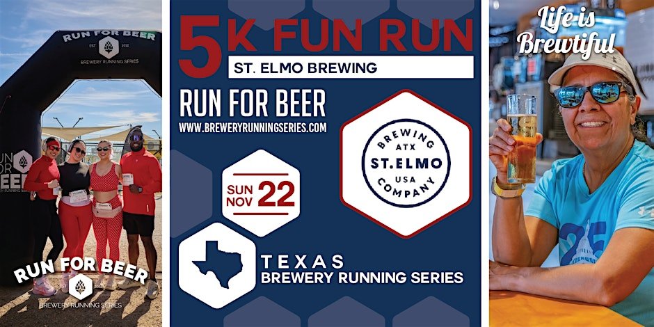 5k Beer Run x St. Elmo Brewing |TX Brewery Running Series Logo