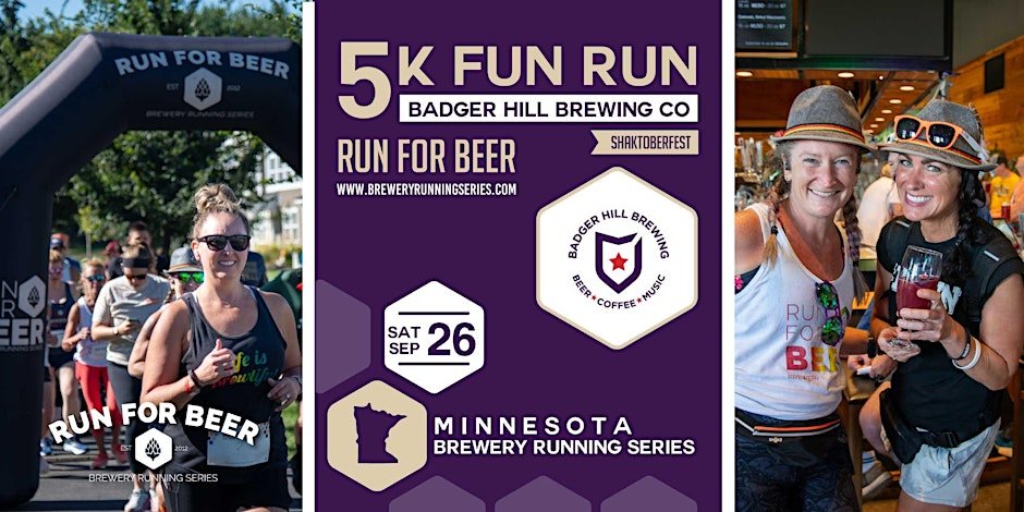 5k Fun Run x Badger Hill Brewing Co | 2026 MN Brewery Running Series Logo