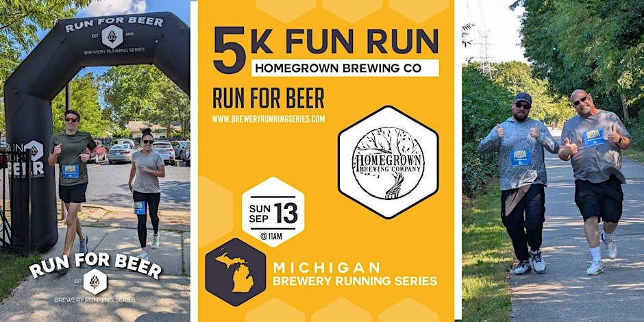 5k Fun Run x Homegrown x Oktoberfest | 2026 Michigan Brewery Running Series Logo