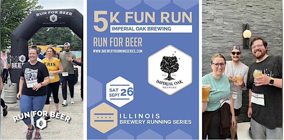 5k Fun Run x Imperial Oak Brewing | 2026 IL Brewery Running Series Logo