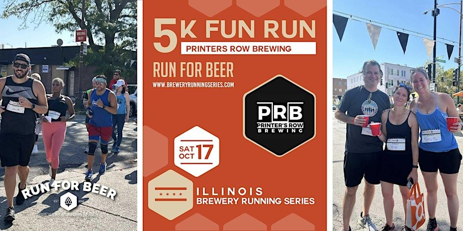 5k Fun Run x Printer's Row Brewing | 2026 IL Brewery Running Series Logo