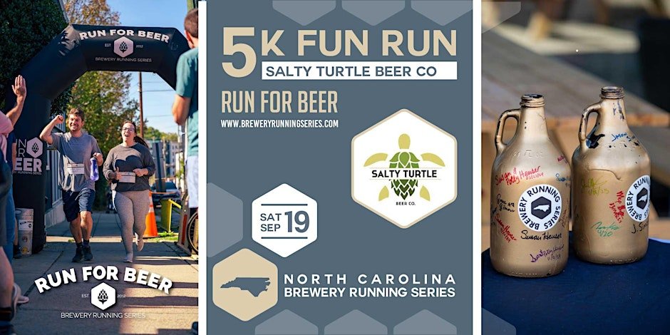 5K Fun Run x SALTY  TURTLE BREWING CO. | 2026 NC Brewery Running Series Logo