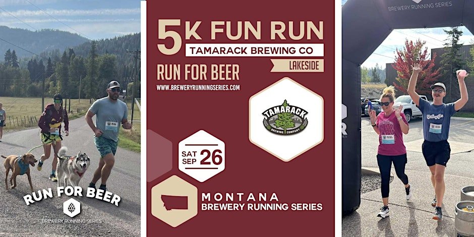 5k Fun Run x Tamarack Brewing | 2026 Montana Brewery Running Series Logo