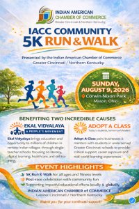 "5K Run & Walk for a Great Cause" organized by Indian American Chamber of Commerce Greater Cincinnati & Northern Kentucky Logo