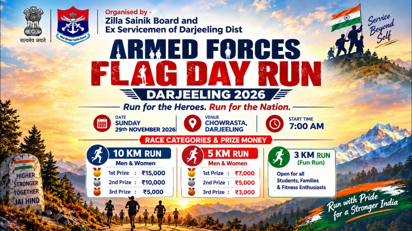 Armed Forces Flag Day Run – Darjeeling 2026 Logo