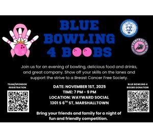 Blue Bowling 4 Boobs-Marshalltown Logo