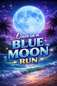 Blue Moon 5K. 10K. Half Marathon by Califlow Runs Logo