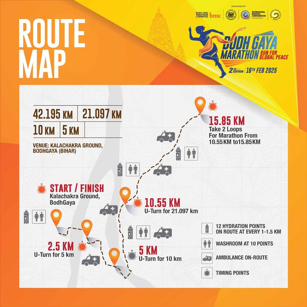 Bodhgaya Marathon - Run for Global Peace Logo