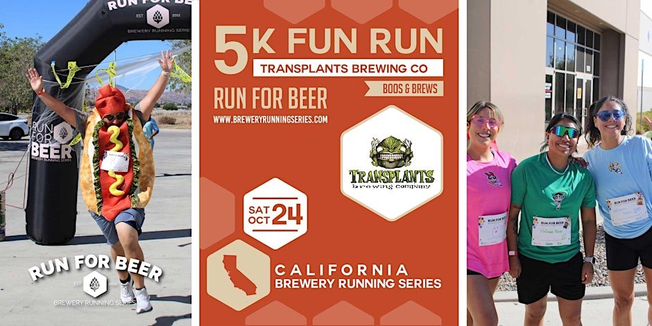 Boos & Brews 5k x Transplants Brewing Co | 2026 CA Brewery Running Series