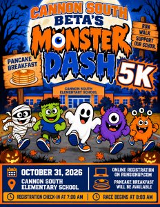 Cannon South Elementary Beta Club's Monster Dash 5K Logo