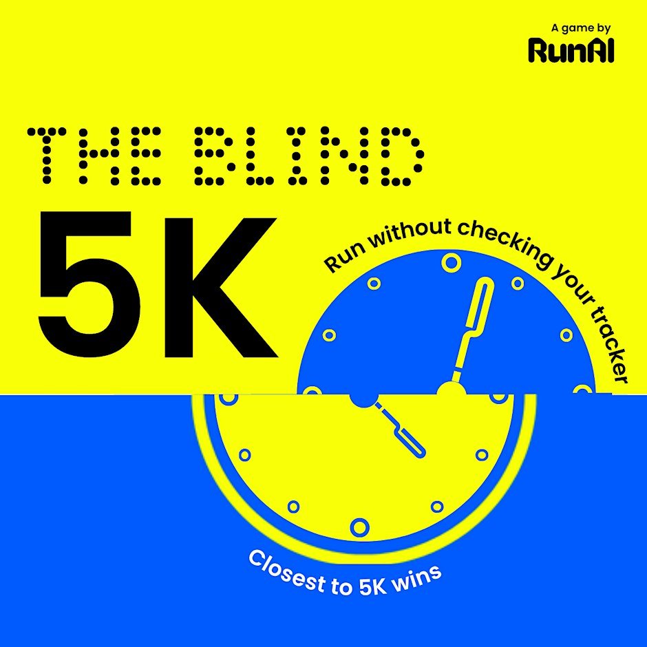 CLOSEST TO 5KM WINS, THE BLIND 5K Logo
