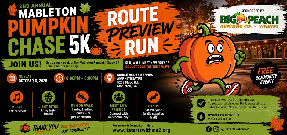Community Route Preview Run with Big Peach Running Co. Logo