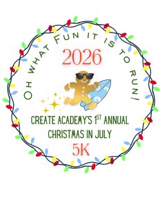 Create Academy's Christmas in July Fun 5K Logo