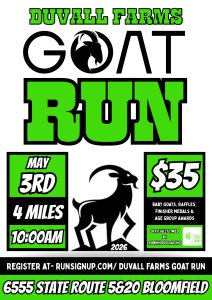 Duvall Farms Goat Run 4 Mile Run/ Walk Logo