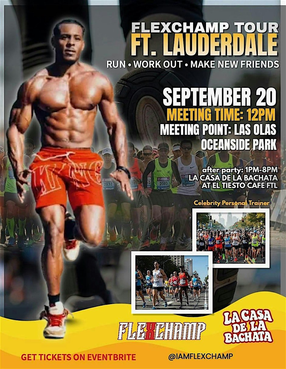 Flexchamp Tour: Ft. Lauderdale — Run, Workout & Bachata After Party! Logo