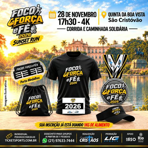 FOCO, FORÇA E FÉ 2026 - 5ª EDIÇÃO ( SUNSET RUN ) Logo