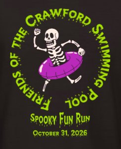 Friends of the Crawford Swimming Pool Spooky 5k Fun Run Logo