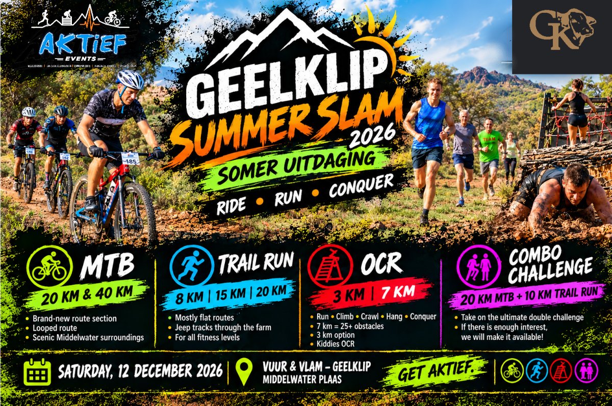 GEELKLIP SUMMER SLAM 2026: OCR; MTB & Trail Run