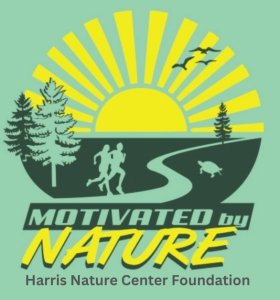Global Running Day 2.25-mile Trail Run/Walk - Motivated by Nature for Harris Nature Center Logo