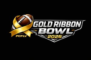Gold Ribbon Bowl Flag Football Tournament Logo