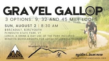 Gravel Gallop for Okemo Mountain School Logo