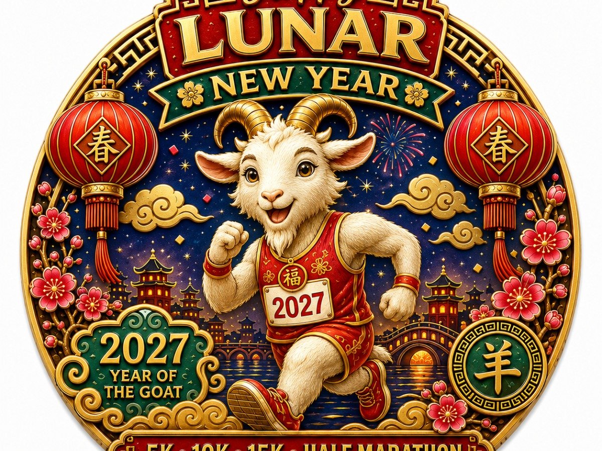 Happy Lunar New Year 5K, 10K, 15K, Half Marathon Logo
