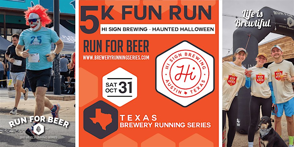 Haunted Hops Halloween 5k Beer Run x Hi Sign | TX Brewery Running Series Logo