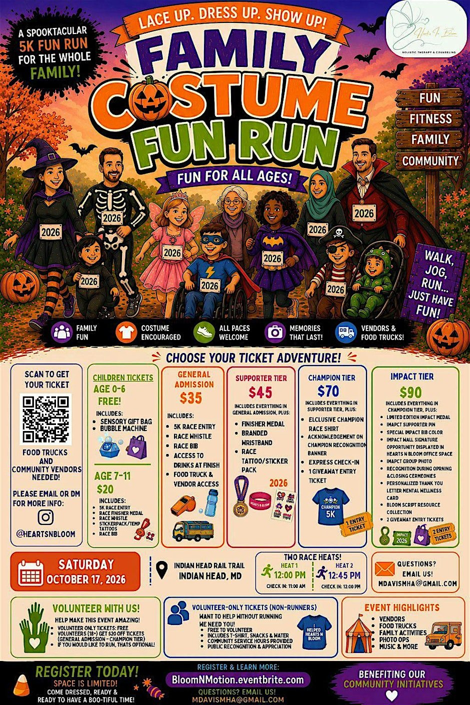 Hearts N Bloom 1st Annual Family Fun Run! Logo